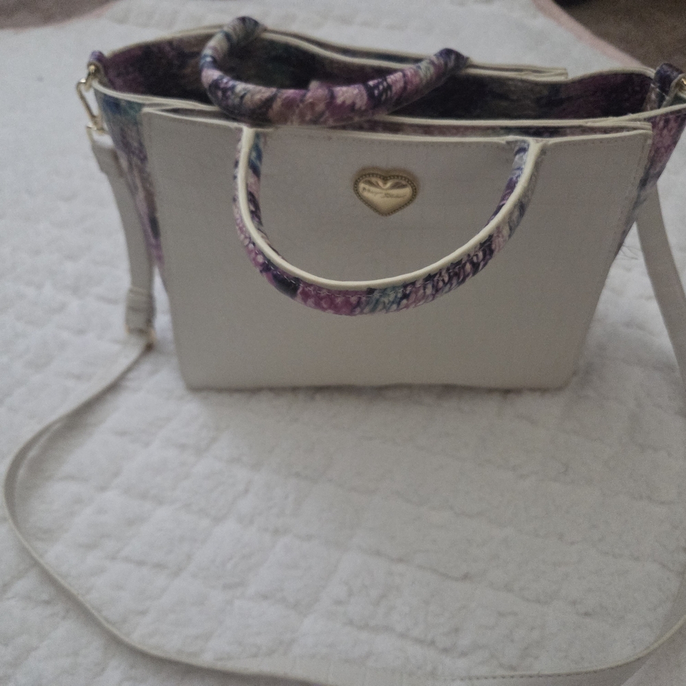 Betsey Johnson  Crossbody Bag with Purple Accent Handles